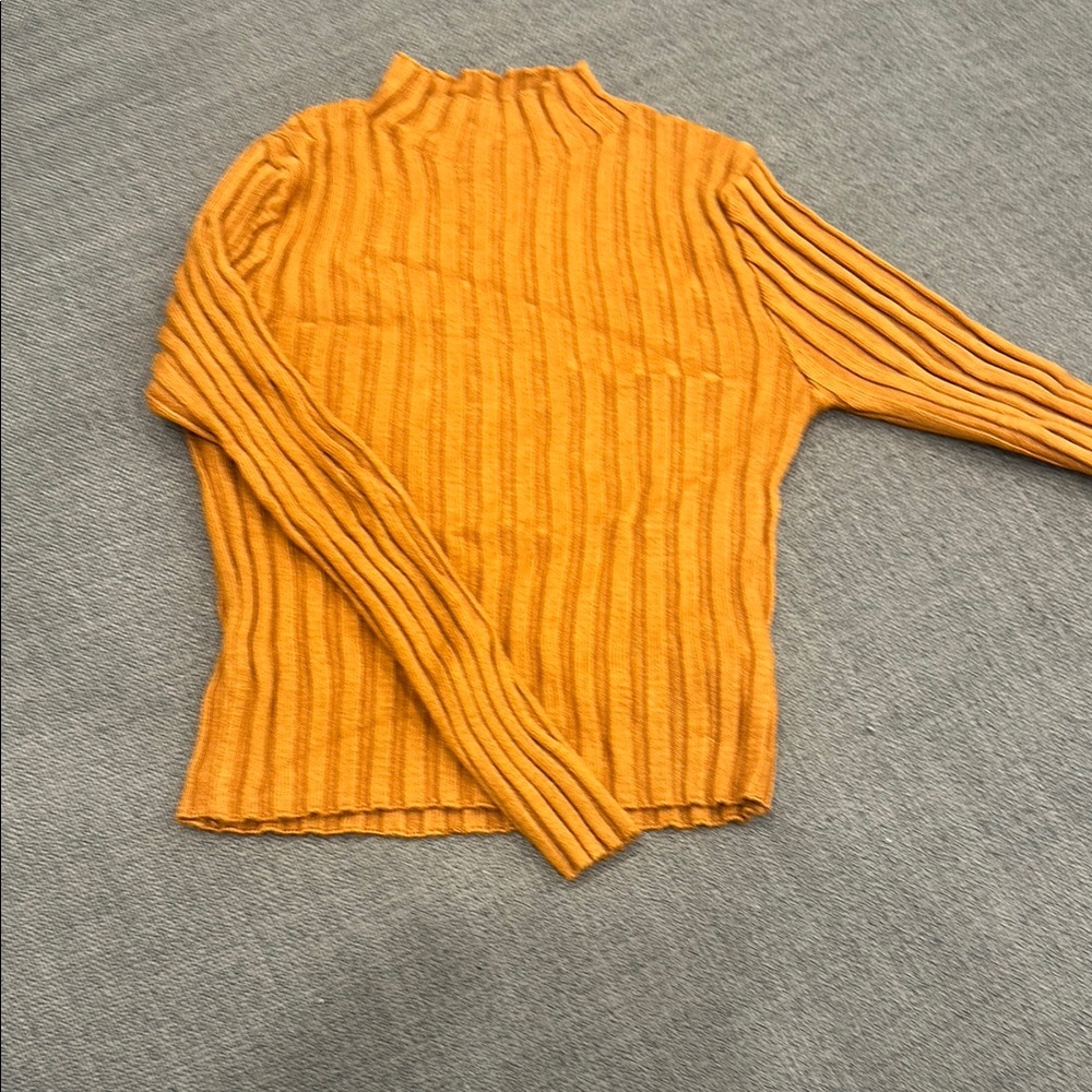 Orange Ribbed Knit Sweater